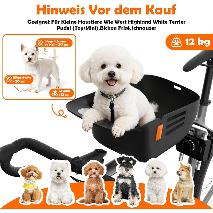 Корзина для собак на велосипед DAISTERN, до 12 кг, водонепроникна, міцна, для малих та середніх собак