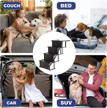 Rampe для собак HEYOUTH – 4 сходинки, до 80 кг, для авто, SUV, LKW, високі ліжка (101*75*47 см)
