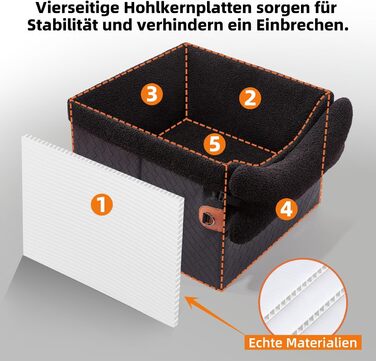 Автомобільний лежак для собак (чорний, великий) з кишенями та поворотком, підходить для собак малого та середнього розміру