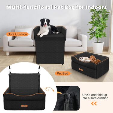 Автокрісло для собак VavoPaw, чорне, M: для собак до 25 кг, з м'якою подушкою та страхувальним ременем