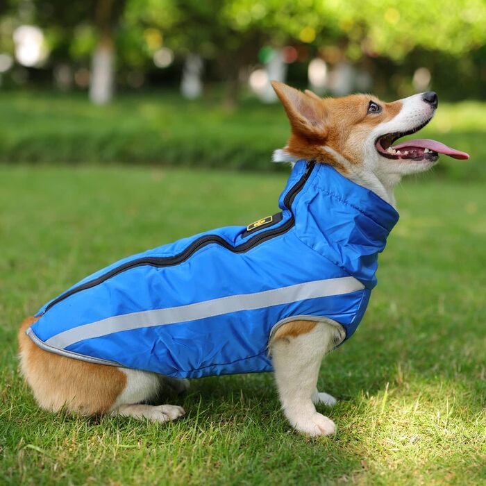 Водонепроникний зимовий теплий одяг для собак FeimaX: куртка з флісовою підкладкою, світловідбиваюча, для малих, середніх та великих собак, блакитний, XXL