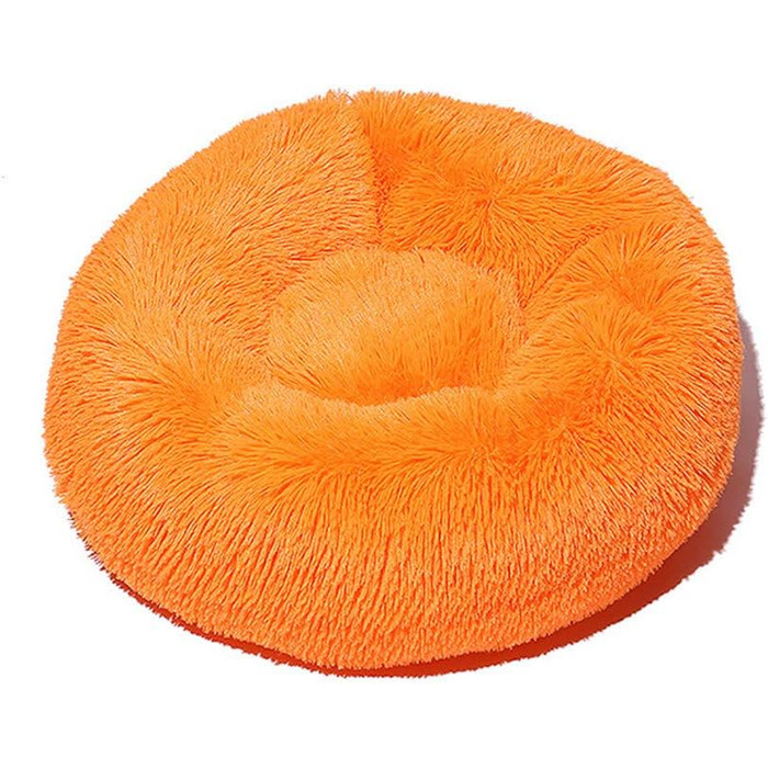 Кругле ліжко для собак FANSU, м'яке плюшеве ліжко-софа для собак та котів, антиковзаюча база, розмір та колір обираються (100см, помаранчевий)
