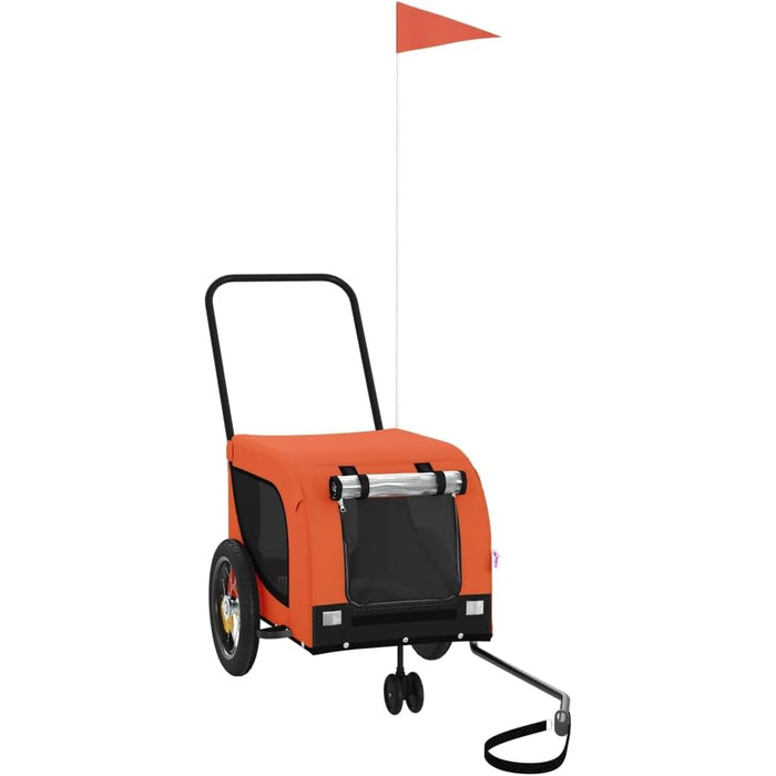 Фасба Причіп для собак, велосипедний причіп для тварин з відбивачами та прапорцем, для котів та інших домашніх улюбленців, оранжево-чорний, Oxford-тканина та залізо