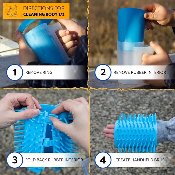 Очисник лап для собак PeppyPup, маленький з ручкою – мийка лап для собак, мікрофібровий рукавичка для сушіння, для собак малих порід (Бігль, Тер'єр)