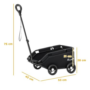 Візок для собак PawHut, чорний, для собак та котів до 4 кг, складна конструкція, з подушкою та безпечними ременями