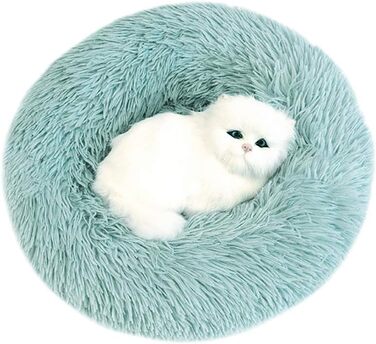 Кругле плюшеве ліжко для тварин Deluxe - ліжко-бублик для собак та котів, 80 см, смарагдовий колір