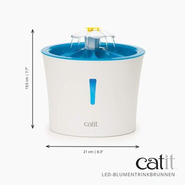 Автоматичний фонтан для котів Catit Flower з LED, 3 л, білий/синій