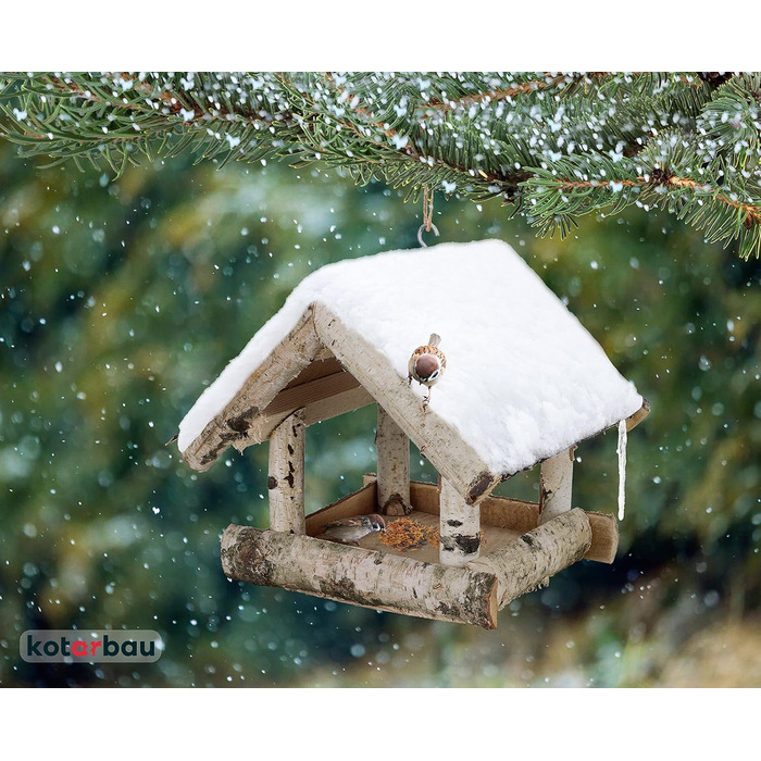 Коттарбау® годівниця для птахів з натурального дерева, балконна годівниця для птахів, годівниця для диких птахів