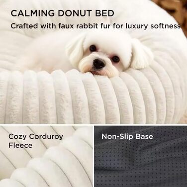 М'яке ліжко для домашніх тварин: круглі лежанки для собак та котів, діаметр 50 см, бежевий колір