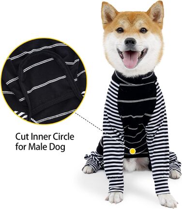 Піжама для собак після операції, комбінезон з довгим рукавом, чорний, для захисту рани, альтернатива комірцю (M, 1 шт.)