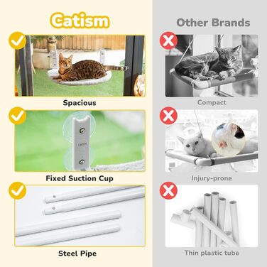 Гамак для котів CATISM на вікно, 50x36.5x20 см, сірий, з присосками