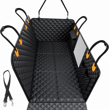 Килимок для собак у машину, заднє сидіння, 2025. Водонепроникний, антиковзкий, міцний, з жорсткою основою. Підходить для собак до 180 кг (400 фунтів). Оранжево-чорний, екстра товстий.