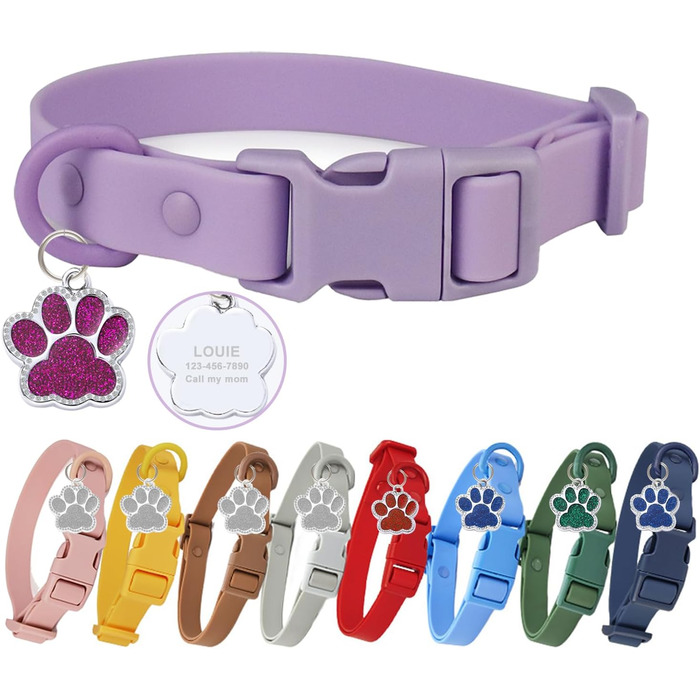 Персоналізоване собаче ошийник з металевою застібкою, двостороннє оксамитове ошийник з іменем та номером телефону, регульовані розміри для собак маленьких, середніх та великих порід