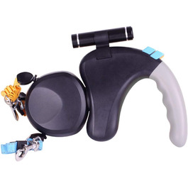 Висувна собача повідка, подвійна повідка для 2 собак, зручна ручка з піни, автоматична повідка, для великих та середніх собак, чорна