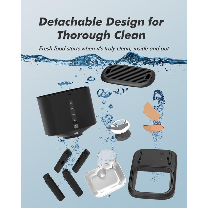 Автоматична годівниця для великих собак, 15 л, з таймером та контролем порцій, чорна