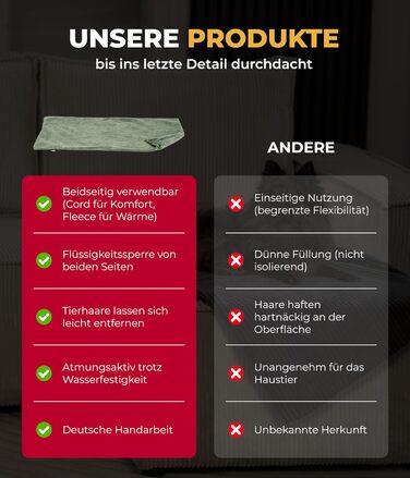 Водонепроникний плед для собак та котів на диван – захист від плям – дихаючий та пральний – Made in Germany (зелений, 95x135 см)