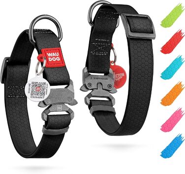 Водонепроникний нашийник для собак WAUDOG, регульований, для великих, середніх та маленьких собак, металевий замок, 31-49 см, 25 мм