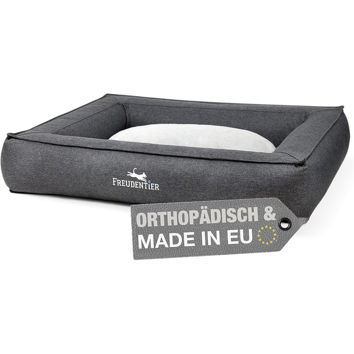FREUDENTIER® Ортопедичне ліжко для собак | M-XXL | Прачне та легке у догляді | Преміум якість, Made in Europe | Для великих, середніх та маленьких собак (L 100x70cm)