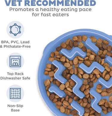 Antischlingnapф Outward Hound для собак - великий, повільний годівник. Запобігає здуттям, нековзний, довговічний. Підходить для води та корму (блакитний). Fun Feeder L Blue