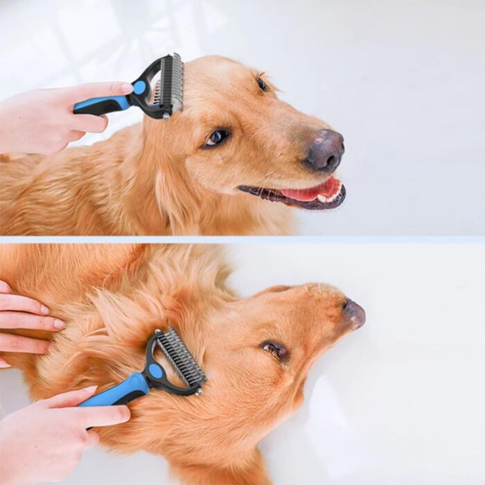 Гребінець для вичісування собак та котів, інструмент для грумінгу, видаляє ковтуни та вичісує шерсть (17+9 зубців, двосторонній)