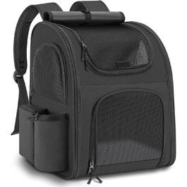 Рюкзак для тварин до 10 кг з сіткою, чорний: зручний та дихаючий для собак та котів