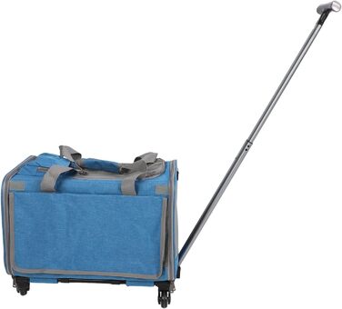 Транспортна переноска для котів та собак на колесах, складана, з телескопічною ручкою, синього кольору