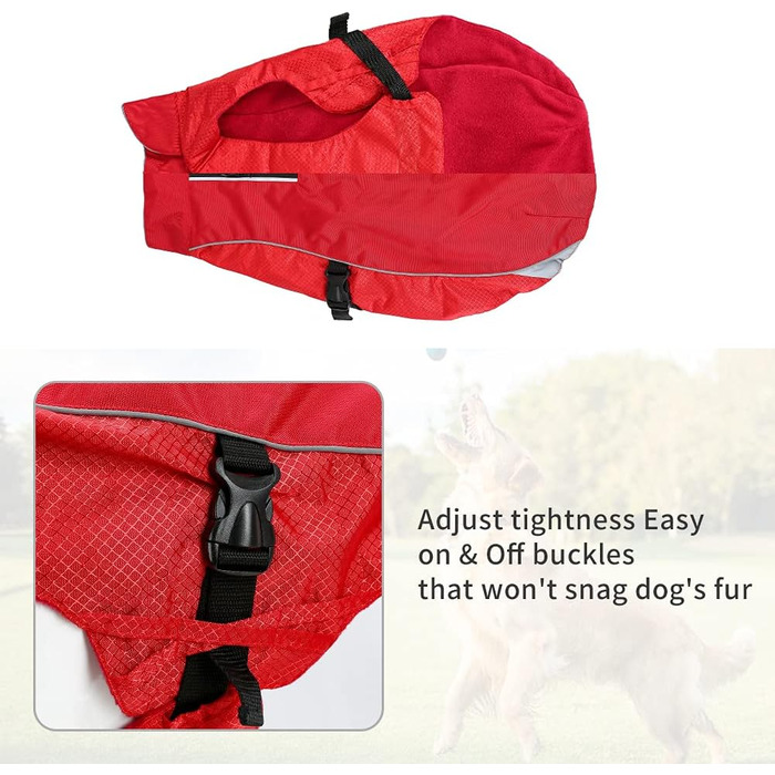 Водонепроникний зимовий теплий дощовик для собак, тепла куртка з флісовою підкладкою, регульована зимова куртка для великих собак (2XL, Червоний)