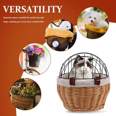 Mikinona Тримач для собак і котів на велосипед, ручної роботи з лози, з ременями, для переднього кріплення