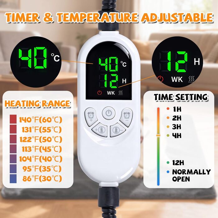 Килимок грілка для котів та собак Qoosea, електричний, 45x45 см, регулювання температури 30-60°C, таймер, водовідштовхувальний, знімний чохол