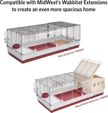 Клітка Midwest Homes Deluxe XL для кроликів і морських свинок, біло-червона