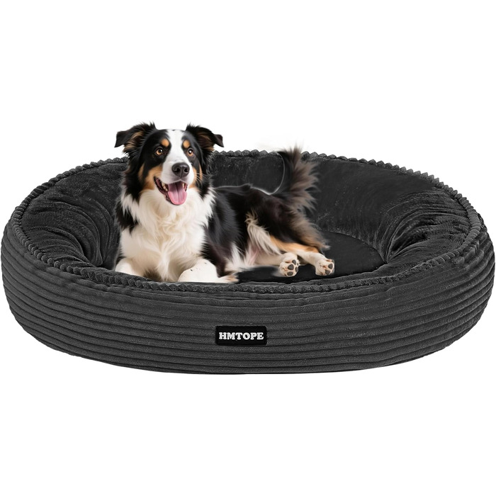 Кругле ліжко для собак середніх порід, котяче ліжко, м'яке, зручне, корзина для собак, донат, ліжко для собак, знімний, антиковзаючий, Ø 80 см, темно-сірий, розмір 80 x 80 x 20 см