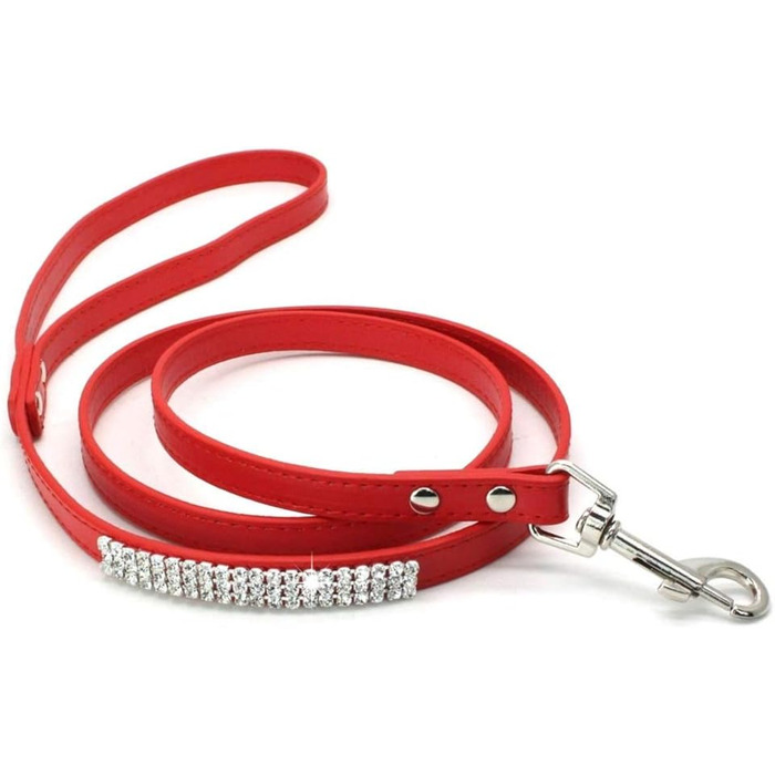 Набір собачого ошейника та повідка з блискітками ETOPARS, ошийник та повідка для собак та котів (Червоний, M)