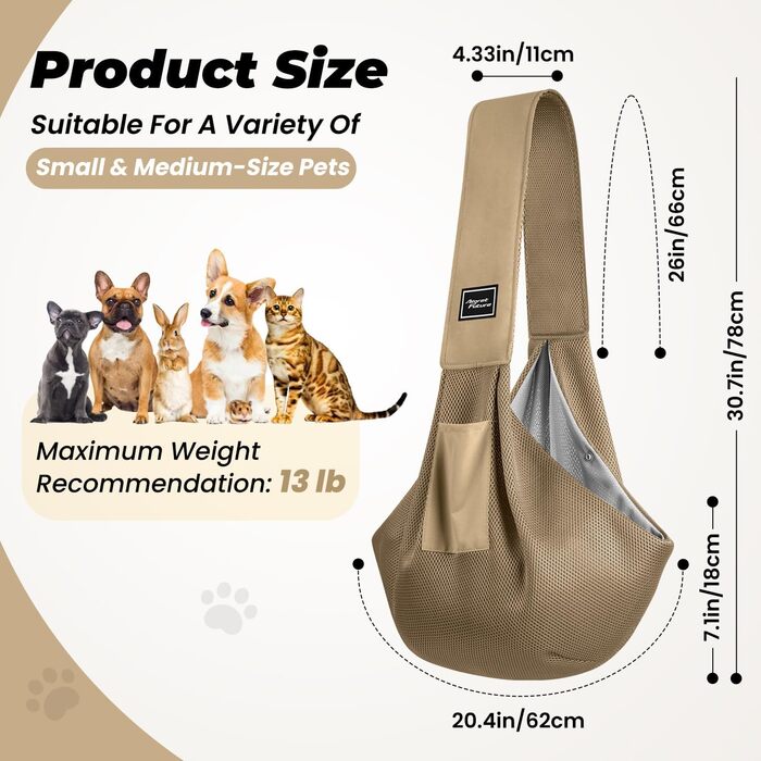 Сумка-переноска для собак та котів, ручна переноска для маленьких собак та кошенят, туристична переноска для цуценят, (Хакі)
