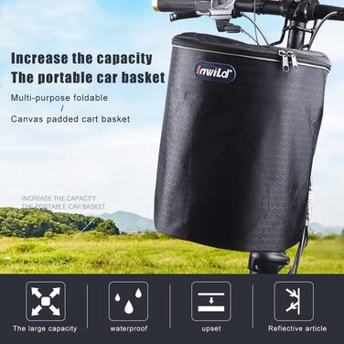 Кошик на кермо велосипеда, передній, складний | Кошик для велосипеда | Легкий монтаж, знімна корзина-сумка для самокатів, балансувальних велосипедів, собак, пікніків, покупок