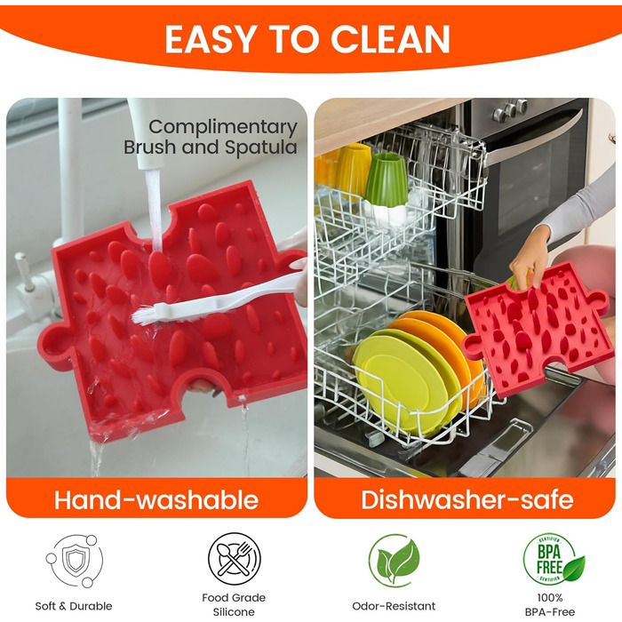 Іграшка-головоломка для собак та котів HowGo з 38+ присосками | Антиковзка, міцна, з силікону без BPA | Зменшує нудьгу та тривогу (1 шт, Червоний)