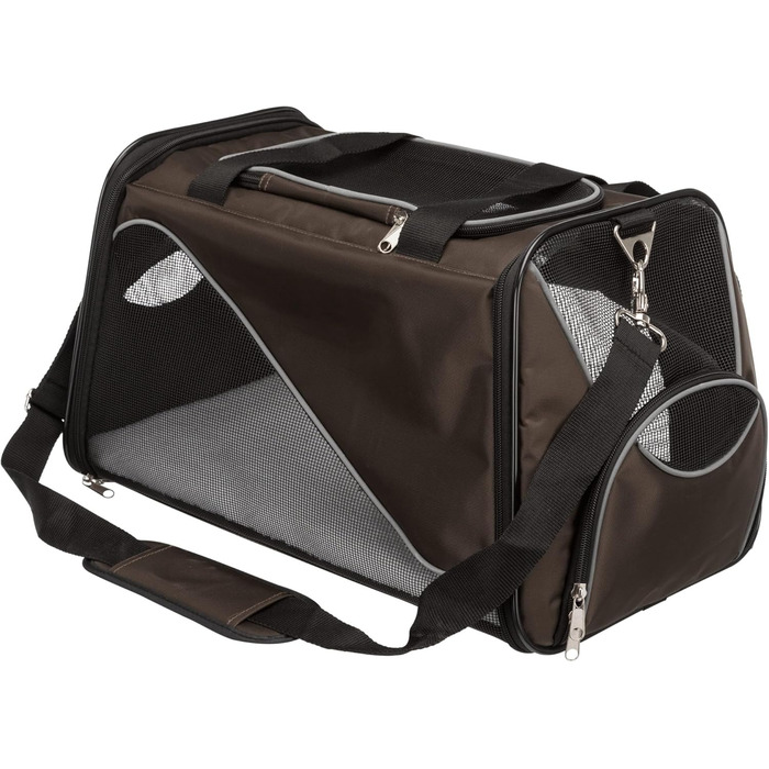 Сумка для собак TRIXIE Joe - з відкриттями спереду та зверху, знімний плечовий ремінь, інтегрована короткий поводок, м'яка підкладка, світловідбиваючі елементи, 28 × 28 × 47 см, до 10 кг