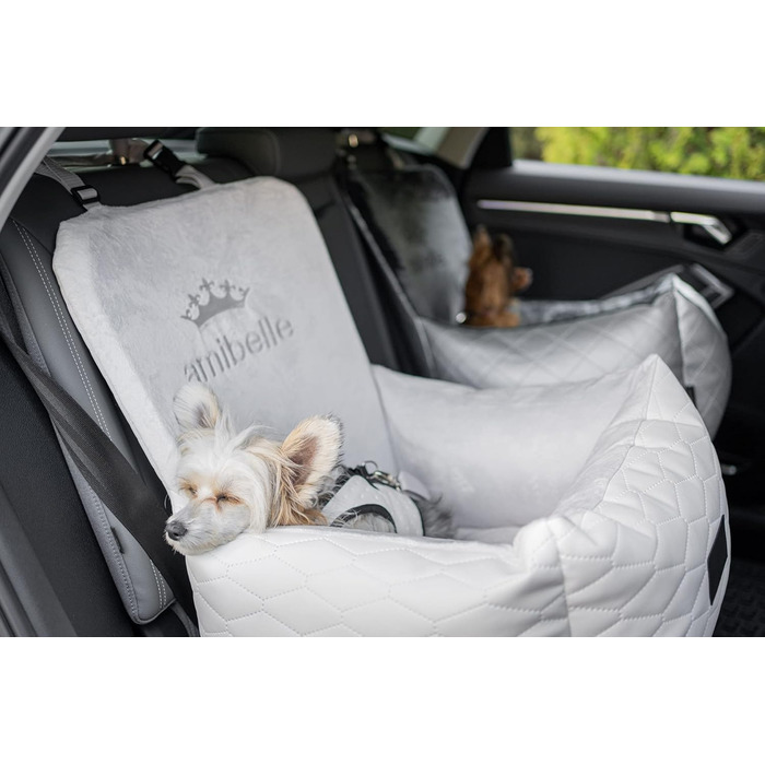 Автокрісло для собак Bella Weiß: комфортне та миготне автокрісло з штучної шкіри та плюшу, 55x55 см