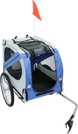 Багатофункціональний велопричіп 2-в-1: для дітей та домашніх тварин. Велосипедний візок-причіп, 2 місця, сірий/блакитний (137x73x90 см)