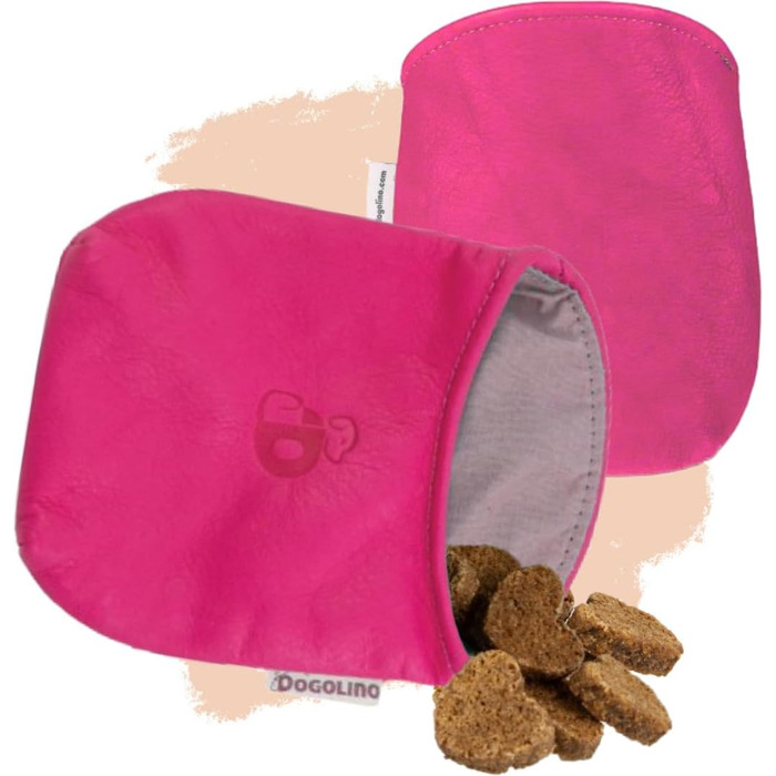 Сумка для ласощів для собак DOGOLINO® з шкіри - сумочка для песика - фідер для дресирування - захисна сумка для одягу - сумочка для перекусів на прогулянці (Рожевий, Basic)
