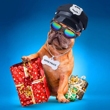 Костюм поліцейського для собак та котів Yewong: повний аксесуарний набір (м'язка шапка, значок, сонцезахисні окуляри) для Хелловіну, Різдва, косплею та рольових ігор