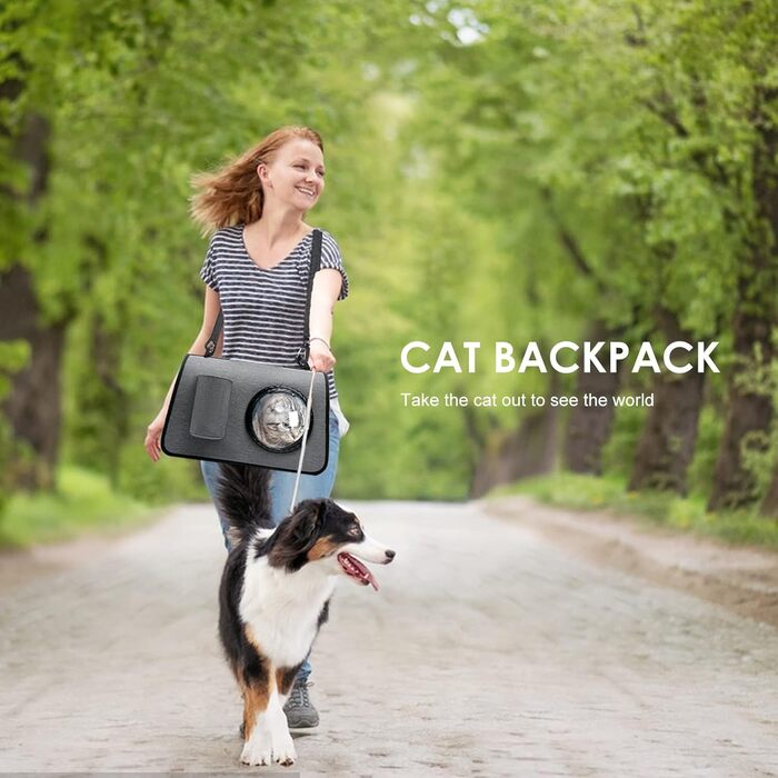 Транспортна сумка для собак та котів PETCUTE, складана, дихаюча, з регульованим плечовим ременем, знімний килимок, схвалена авіакомпаніями (сіра)