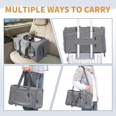 Транспортна сумка Petsfit для котів та собак | Авіапереліт, авто та поїзд | Сірий колір, Small