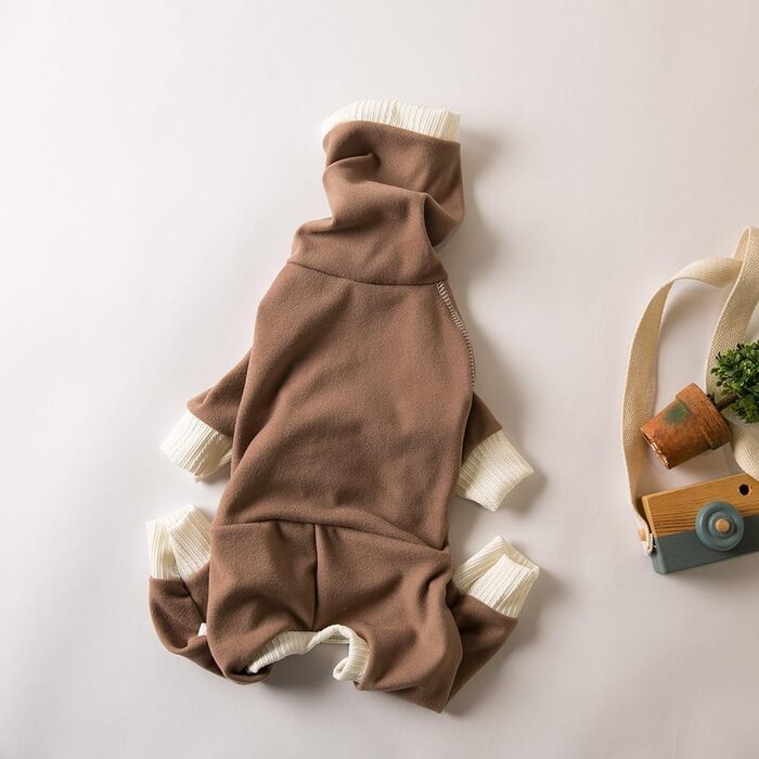 Зимовий одяг для собак породи Віндхаунд: теплий флісовий комбінезон/мантійка, 4 лапи, розмір 4XL (колір: коричневий)