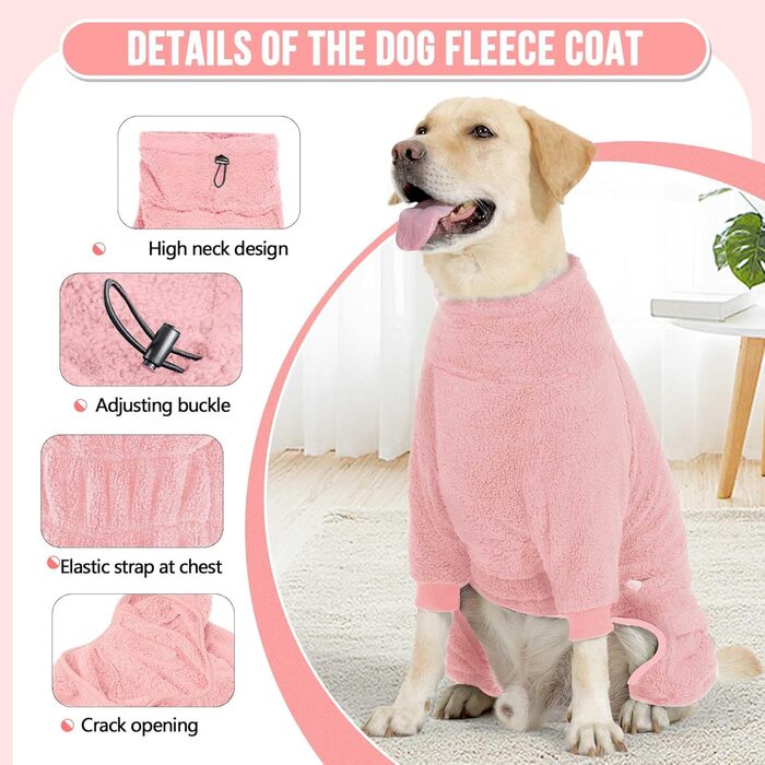 Теплий зимовий одяг для собак SlowTon: флісовий одяг, комбінезон-слонік, XL, рожевий