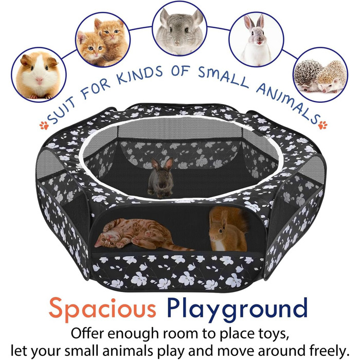 Pawaboo: вольєр для дрібних тварин, водяний, складаний, для кроликів, курей, кошенят, цуценят, хом'яків. З сіткою, блискавкою та нейлоновим дном (Magnolie)