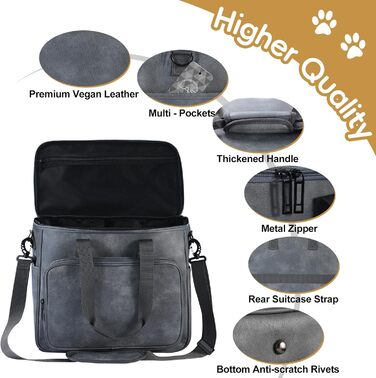 Лававін Чорна дорожня сумка для собак та котів, дорожній набір, з контейнерами та мисками, сіра