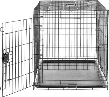 Клітка для собак Amazon Basics складана металева з піддоном, чорна, 107 x 71 x 76 см