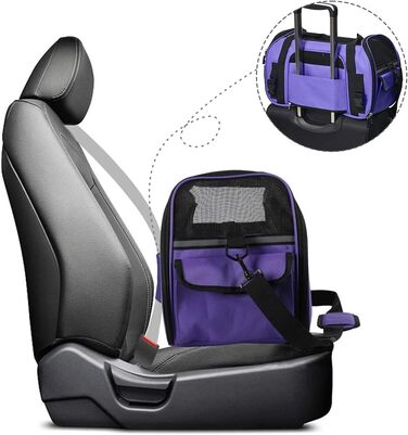 Транспортний бокс для тварин Jespet, м'які стінки, для подорожей, котів та цуценят, 17' x 9' x 11.5', блакитний/фіолетовий