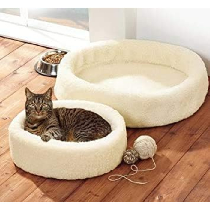 Ліжко для собак та котів з чистої вовни, біле, 40x50 см