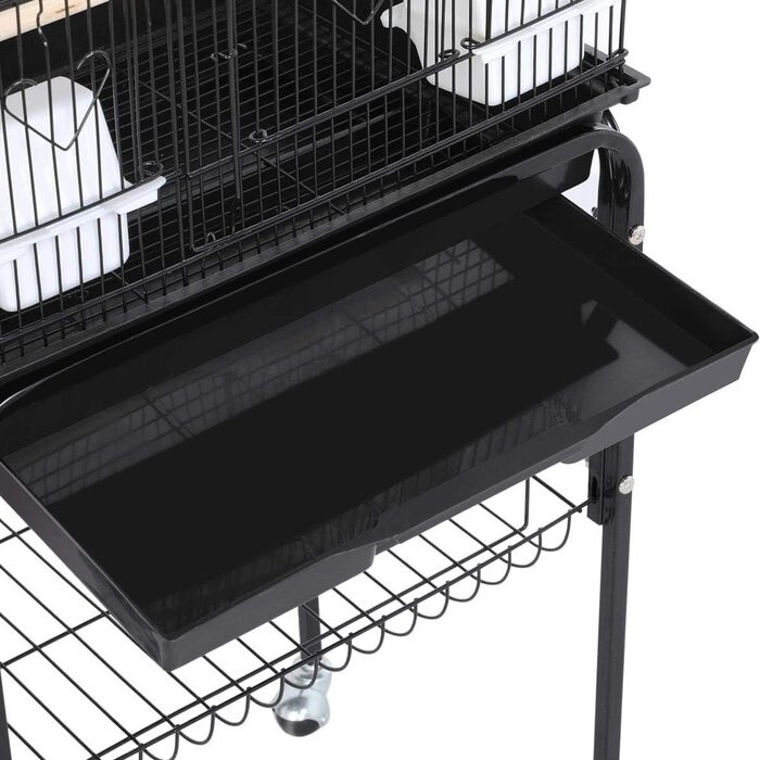Клітка для птахів Yaheetech з підставкою та колесами 46x35,5x158,5 см, вольєр для хвилястих папуг і канарейок, 360° поворотні ролики